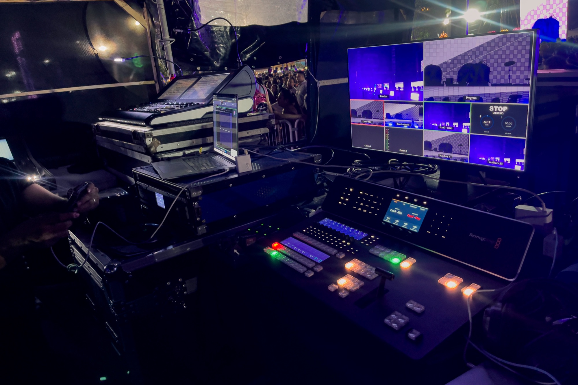 Switcher y multiview durante un concierto